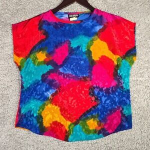 Vintage Hot‎ Stuff Womens Abstract Paint Stain Top Size M Colorful 80s 90s